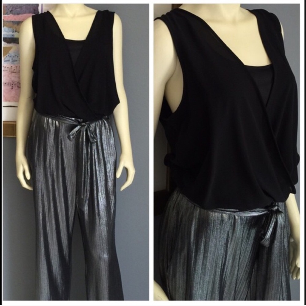 Silver Shimmer Bottom Pocketed Jumpsuit
